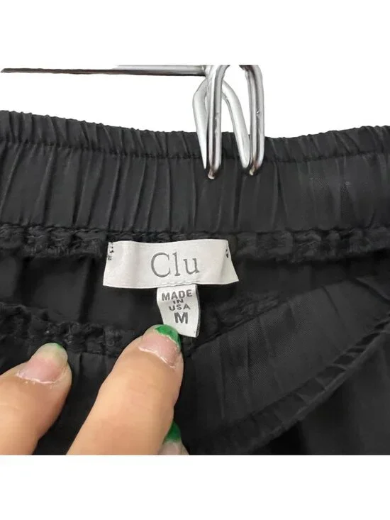 Clu Womens Black Silk Blend Gathered Flared Skirt Size Medium USA - Picture 2 of 5